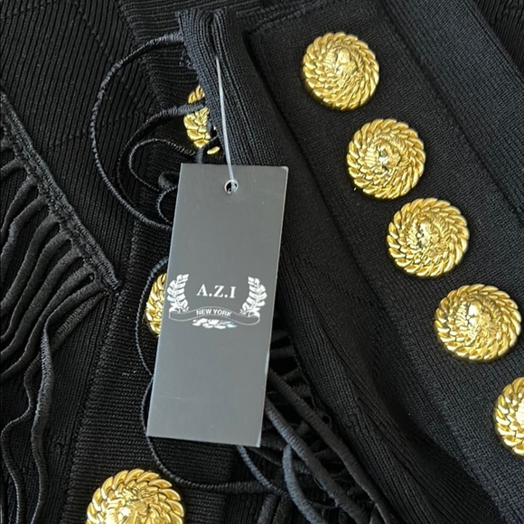 Black Fringed Cardigan with Gold Buttons - Picture 14 of 14